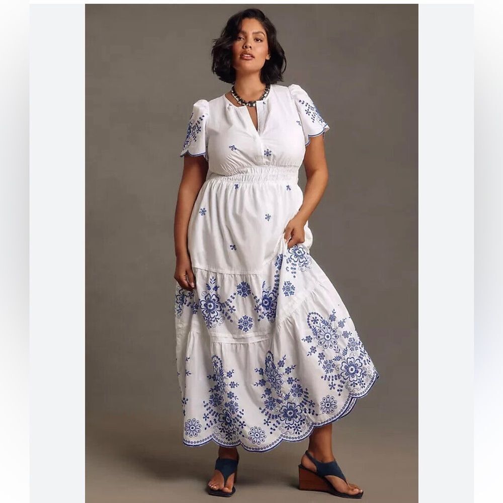 Anthropologie 
Somerset Eyelet Maxi White & Blue dress - Picture 3 of 6